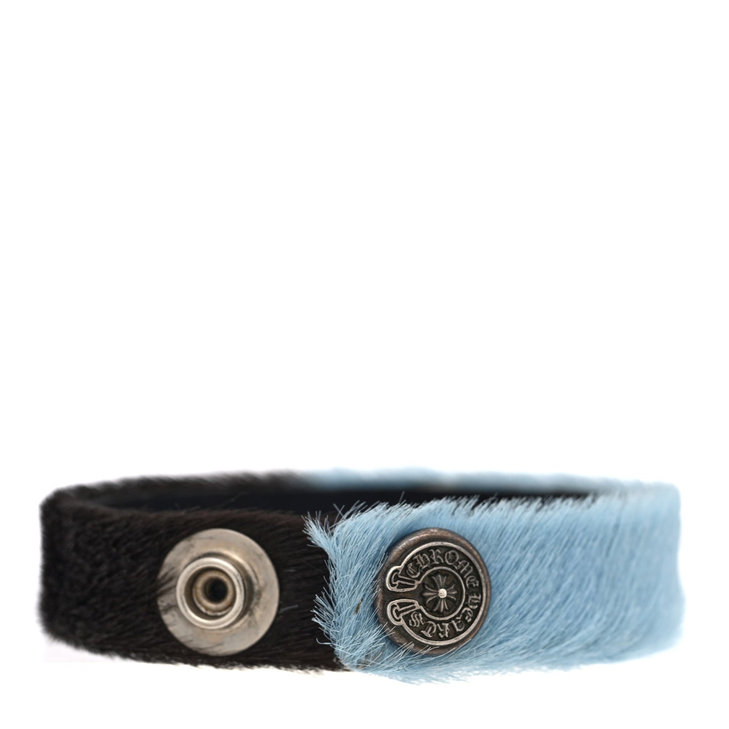 Sterling Silver Calf Hair Spike Bracelet Blue Black