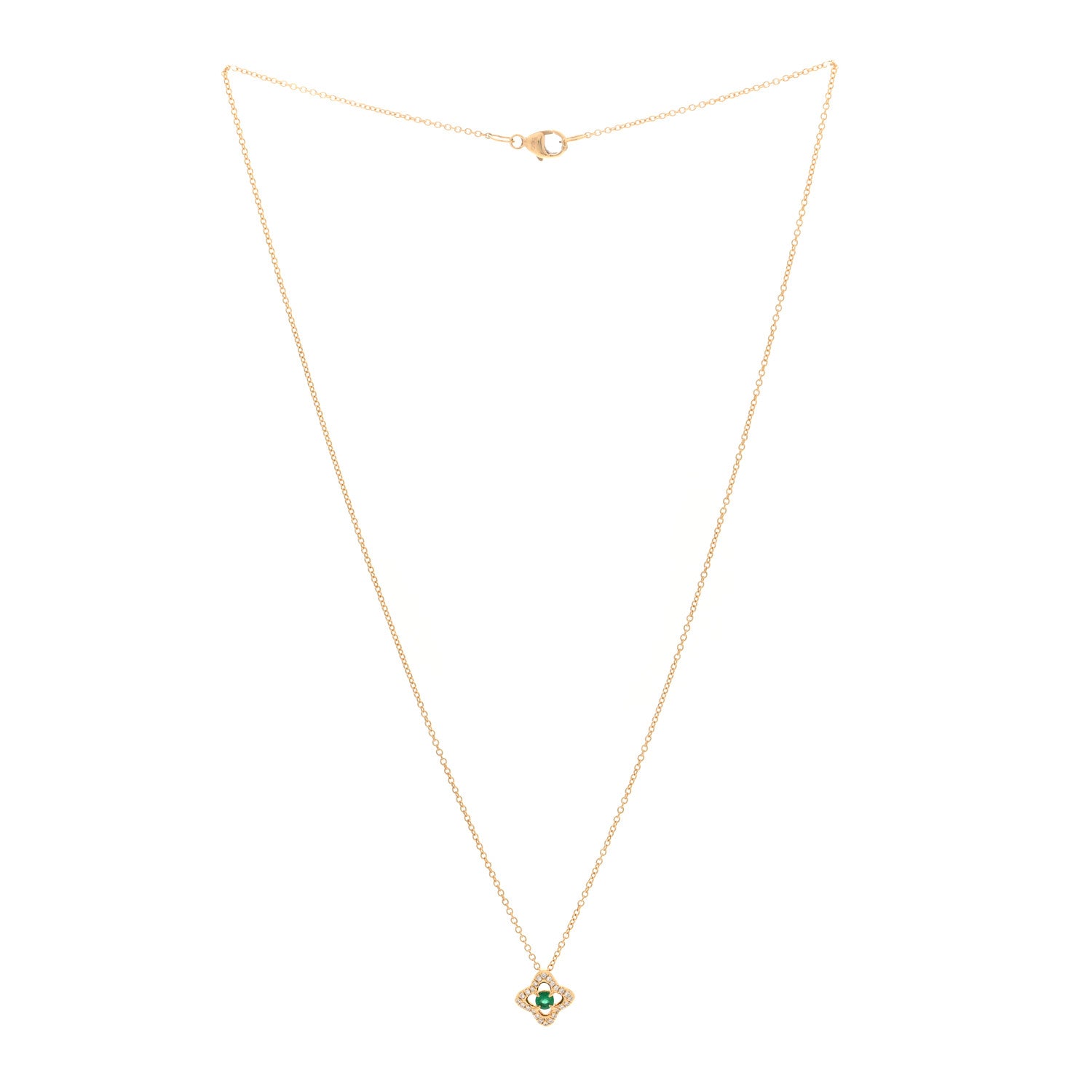 David Yurman 18K Yellow Gold Diamond Emerald Venetian Quatrefoil Pendant Necklace 2 of 3
