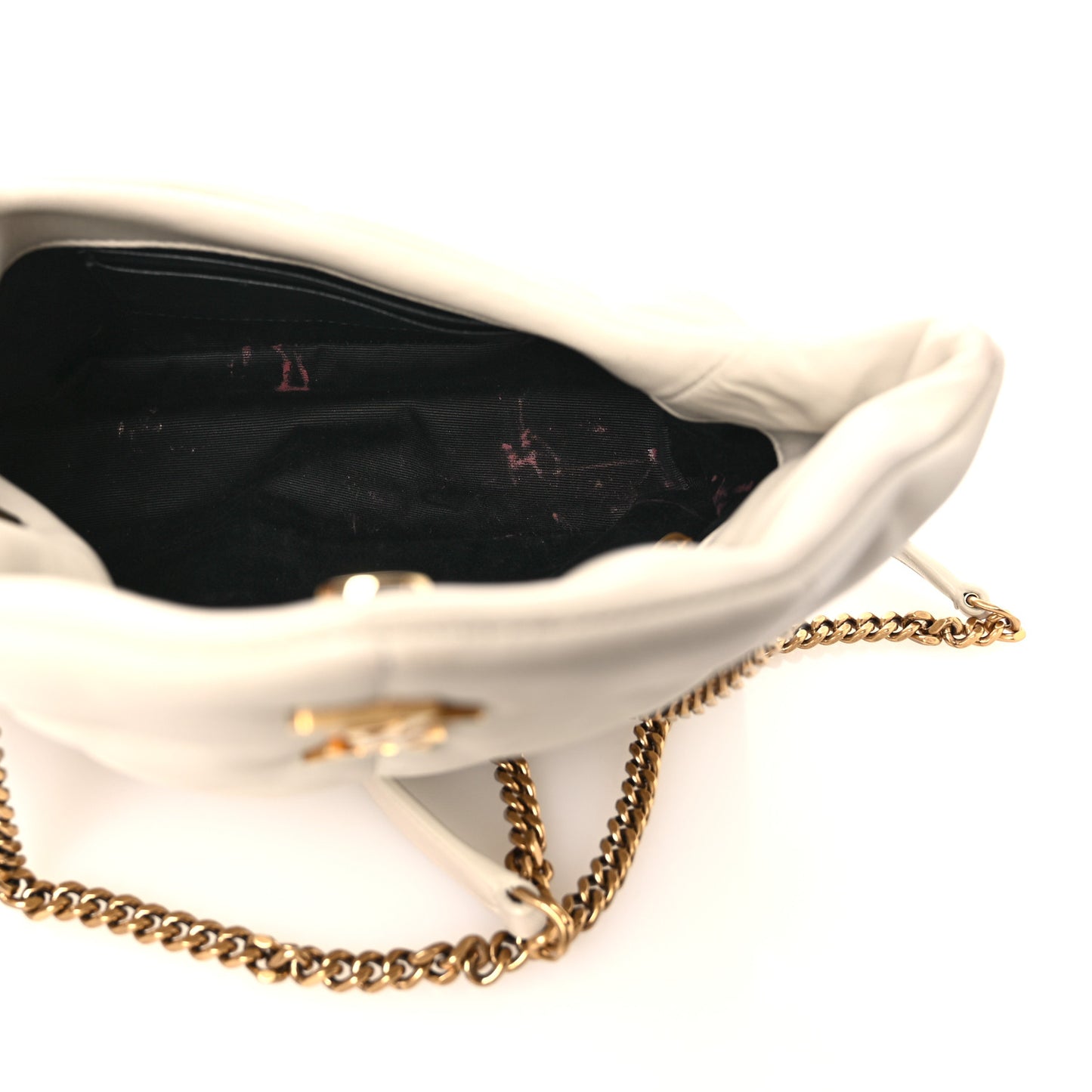 Lambskin Quilted Toy Loulou Puffer Monogram Chain Satchel Crema Soft