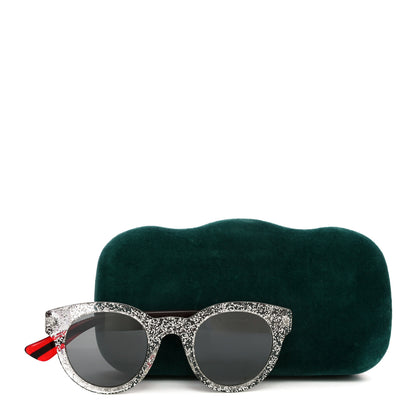 Gucci Acetate Glitter Round Sunglasses GG0002S Silver Red 8 of 8