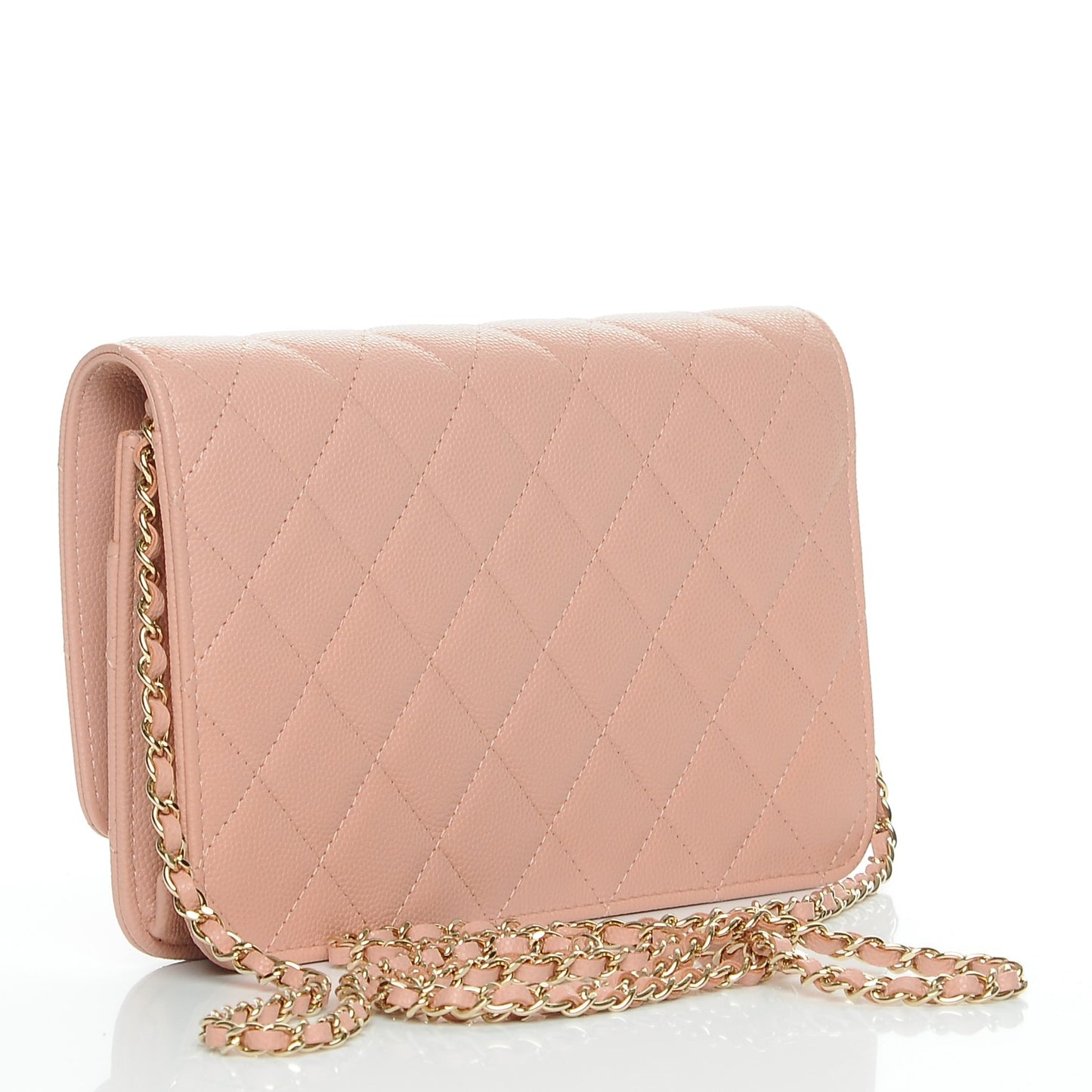 Caviar Quilted Golden Class Wallet On Chain WOC Pink