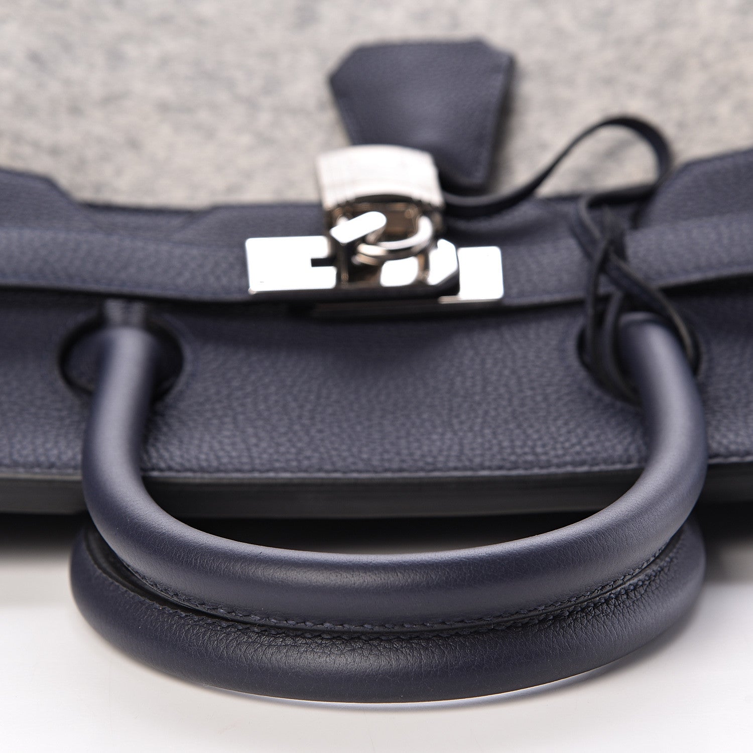 Hermes Togo Todoo Feutre HAC Birkin 40 Gris Clair Bleu Nuit 13 of 32