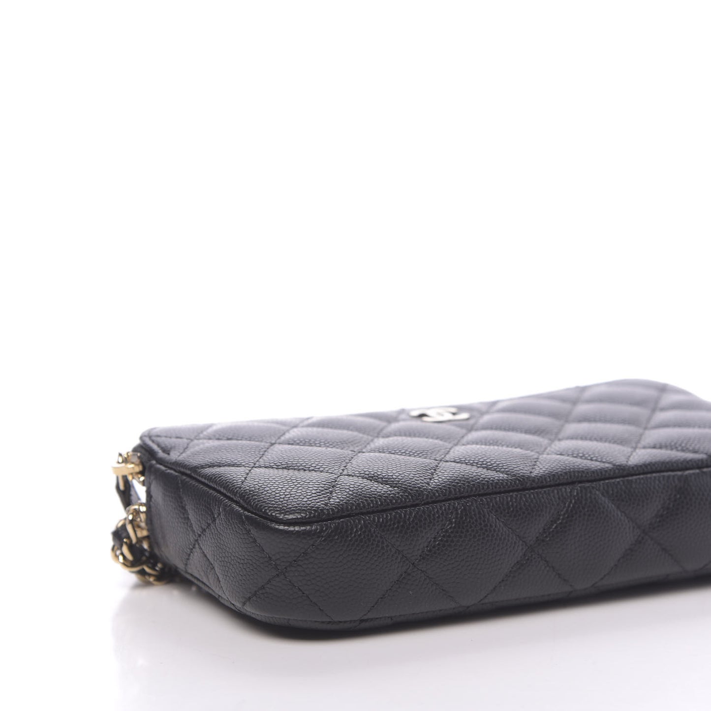 Caviar Quilted Small Clutch With Chain Black