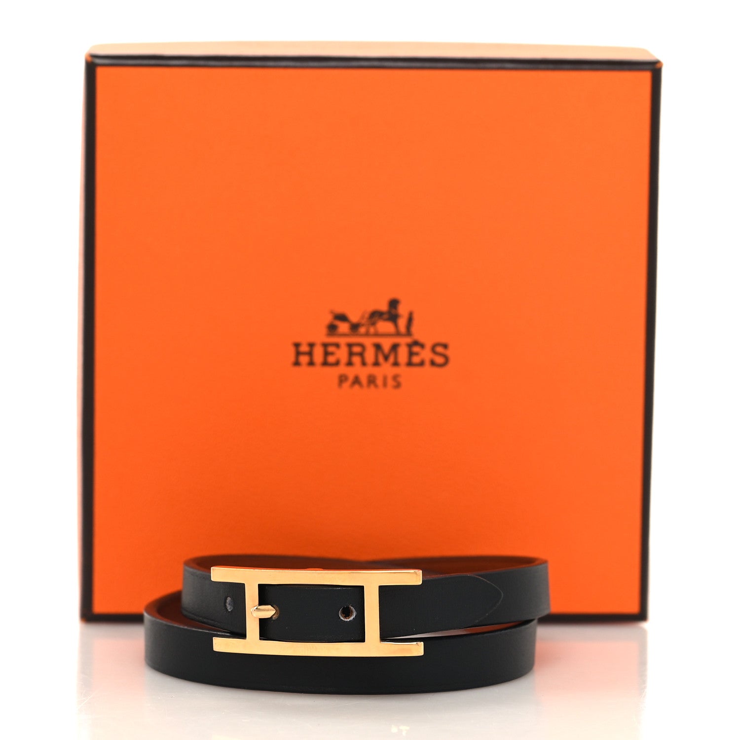 Hermes Chamonix Hapi 3MM Double Tour Wrap Bracelet S Black 5 of 5