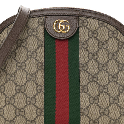 Gucci GG Supreme Monogram Textured Dollar Calfskin Web Small Ophidia Dome Shoulder Bag Beige Ebony New Acero 6 of 11