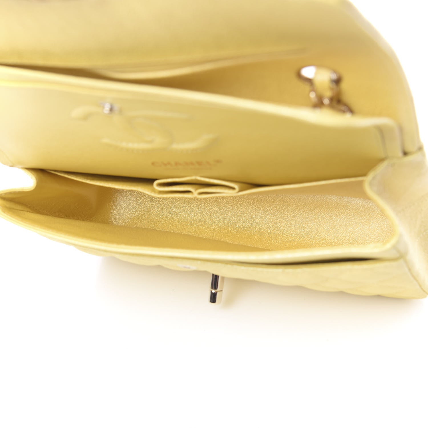 Chanel Iridescent Caviar Quilted Small Double Flap Yellow 4 of 10