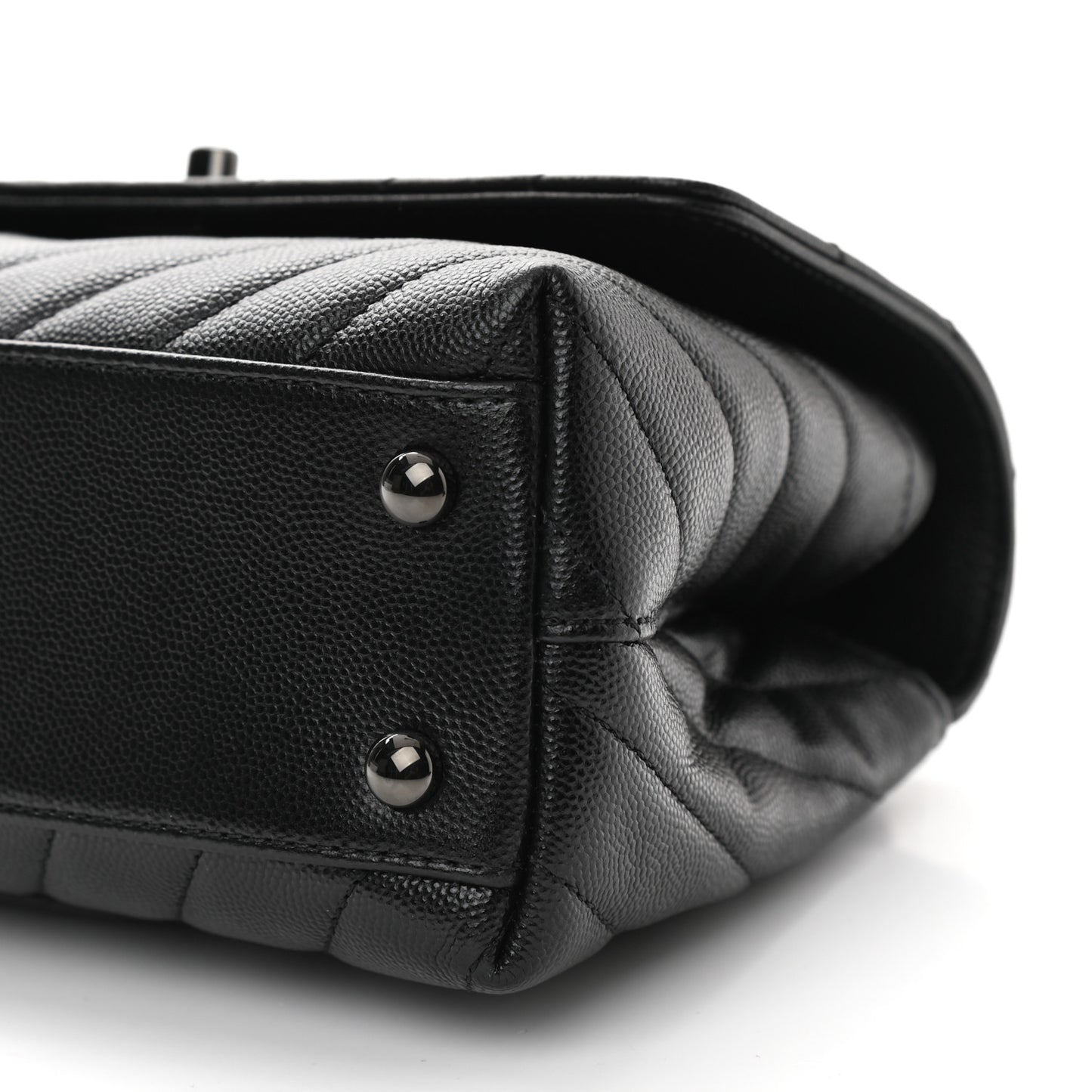 Caviar Chevron Quilted Mini Coco Handle Flap So Black