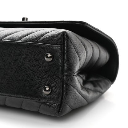 Chanel Caviar Chevron Quilted Mini Coco Handle Flap So Black 9 of 9
