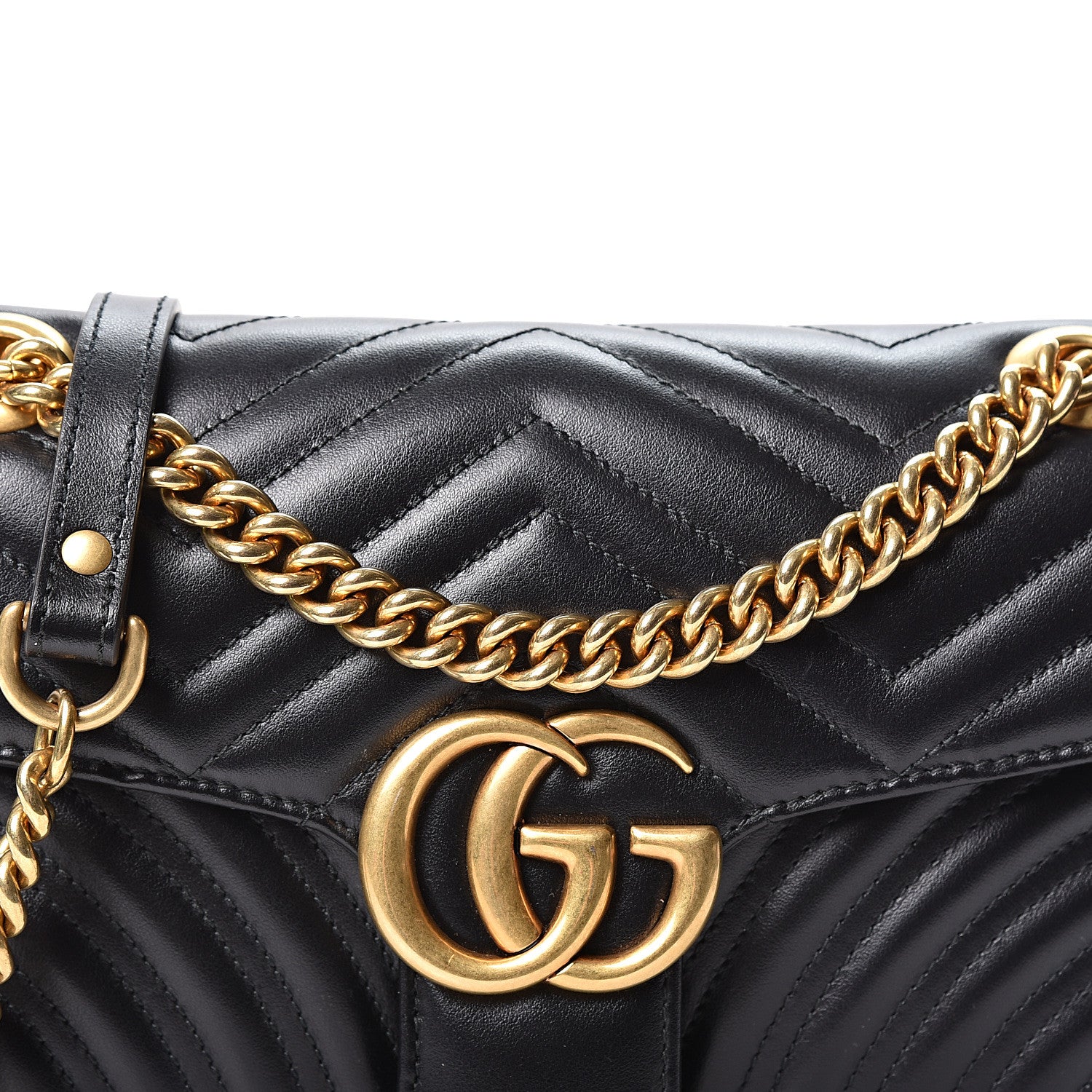 Gucci Calfskin Matelasse Small GG Marmont Shoulder Bag Black 7 of 9