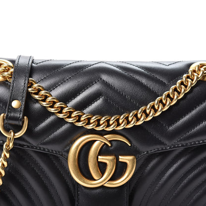 Gucci Calfskin Matelasse Small GG Marmont Shoulder Bag Black 7 of 9