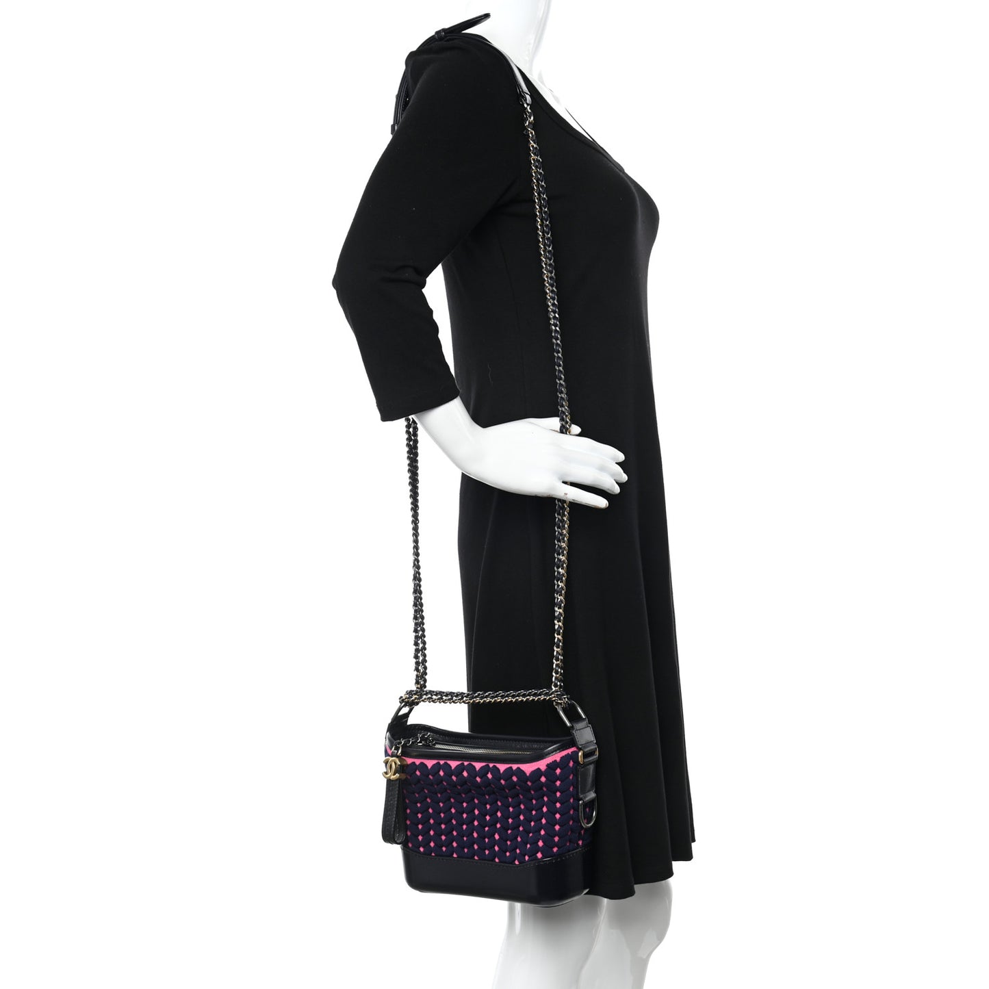 Wool Calfskin Small Gabrielle Hobo Dark Navy