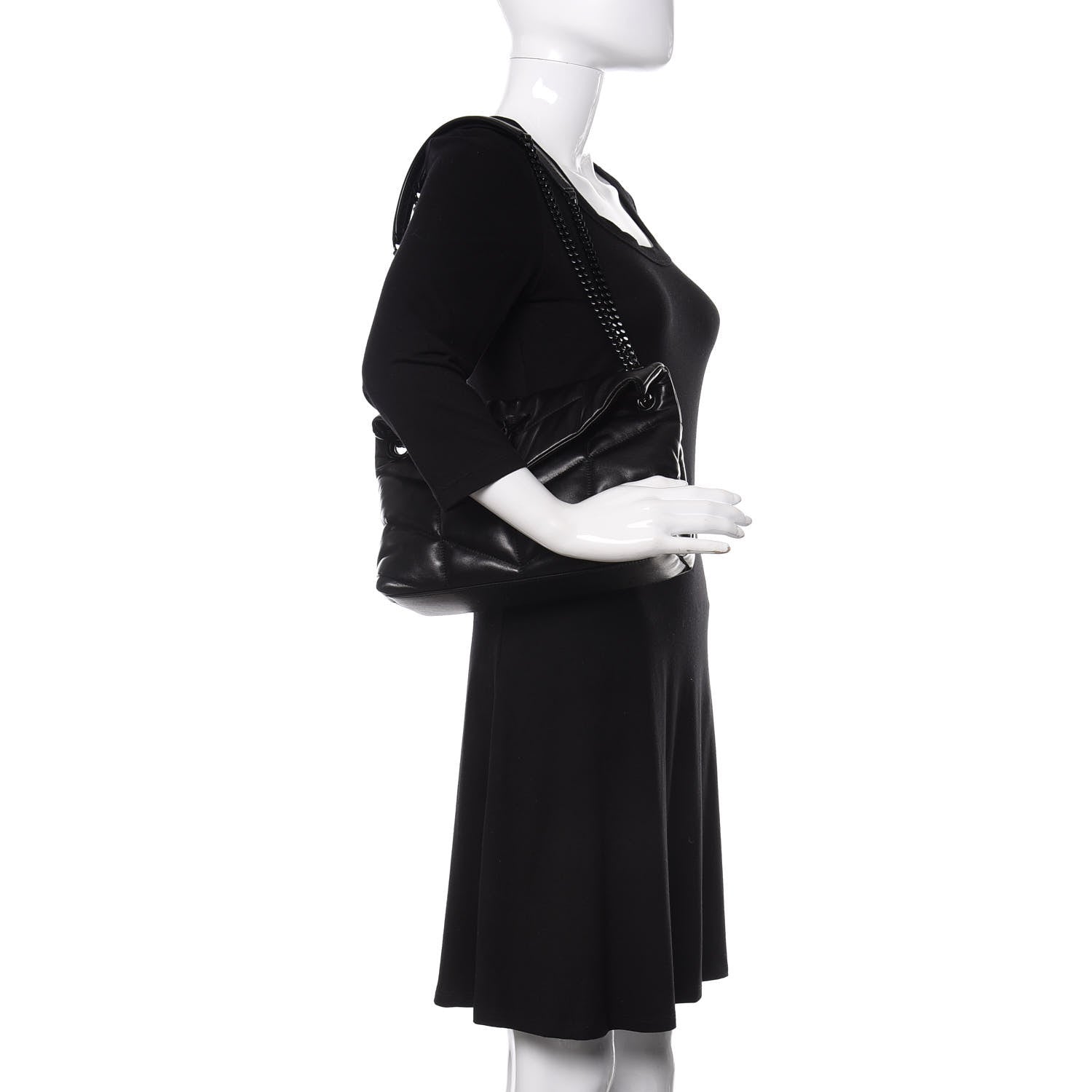 Saint Laurent Lambskin Quilted Small Loulou Puffer Monogram Chain Satchel Black 2 of 12