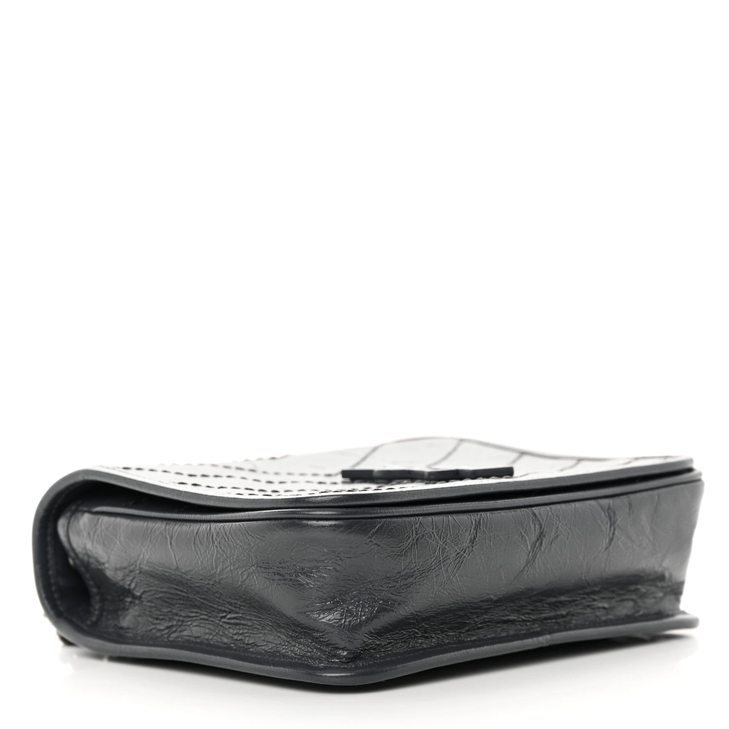 Saint Laurent Crinkled Calfskin Matelasse Monogram Niki Chain Wallet Fog 4 of 12