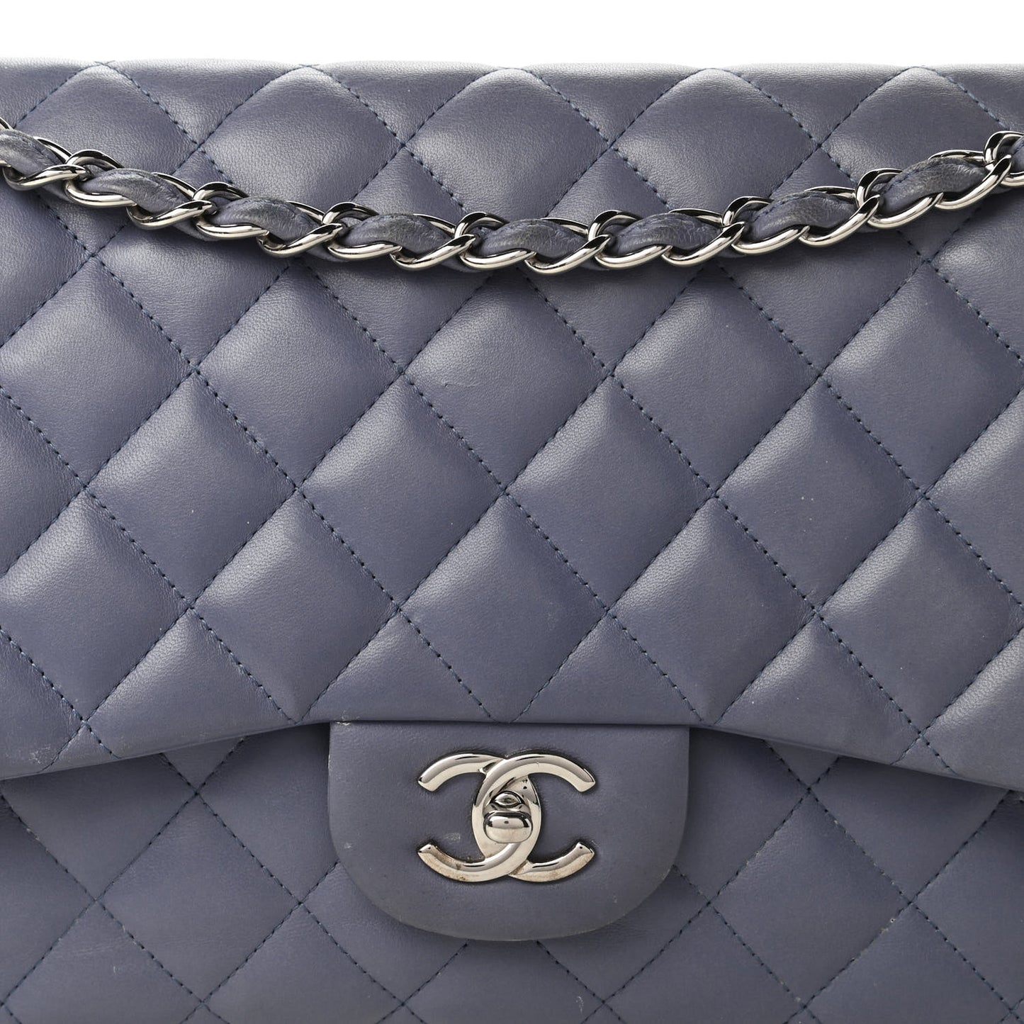 Lambskin Quilted Jumbo Double Flap Light Purple