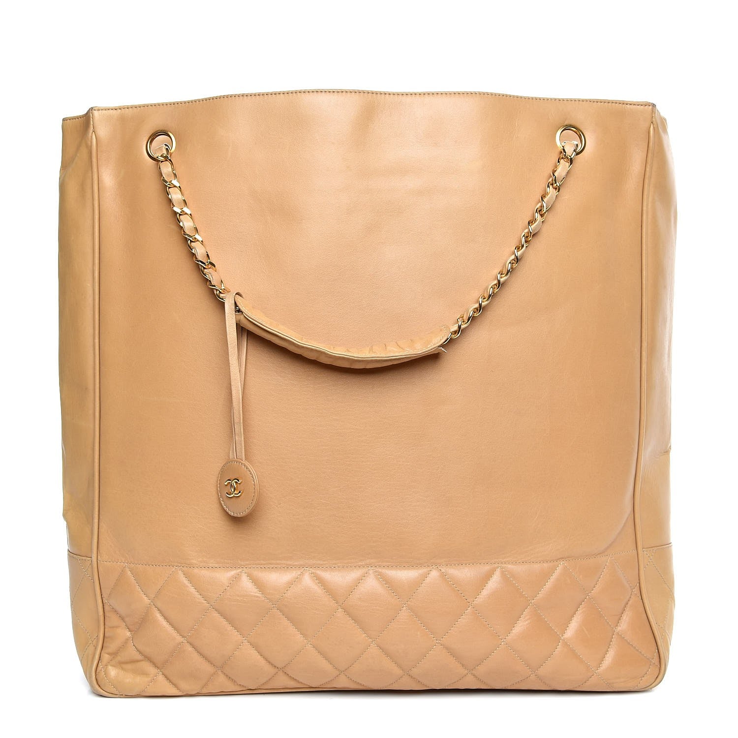 Chanel Lambskin Quilted Tote Beige 1 of 19