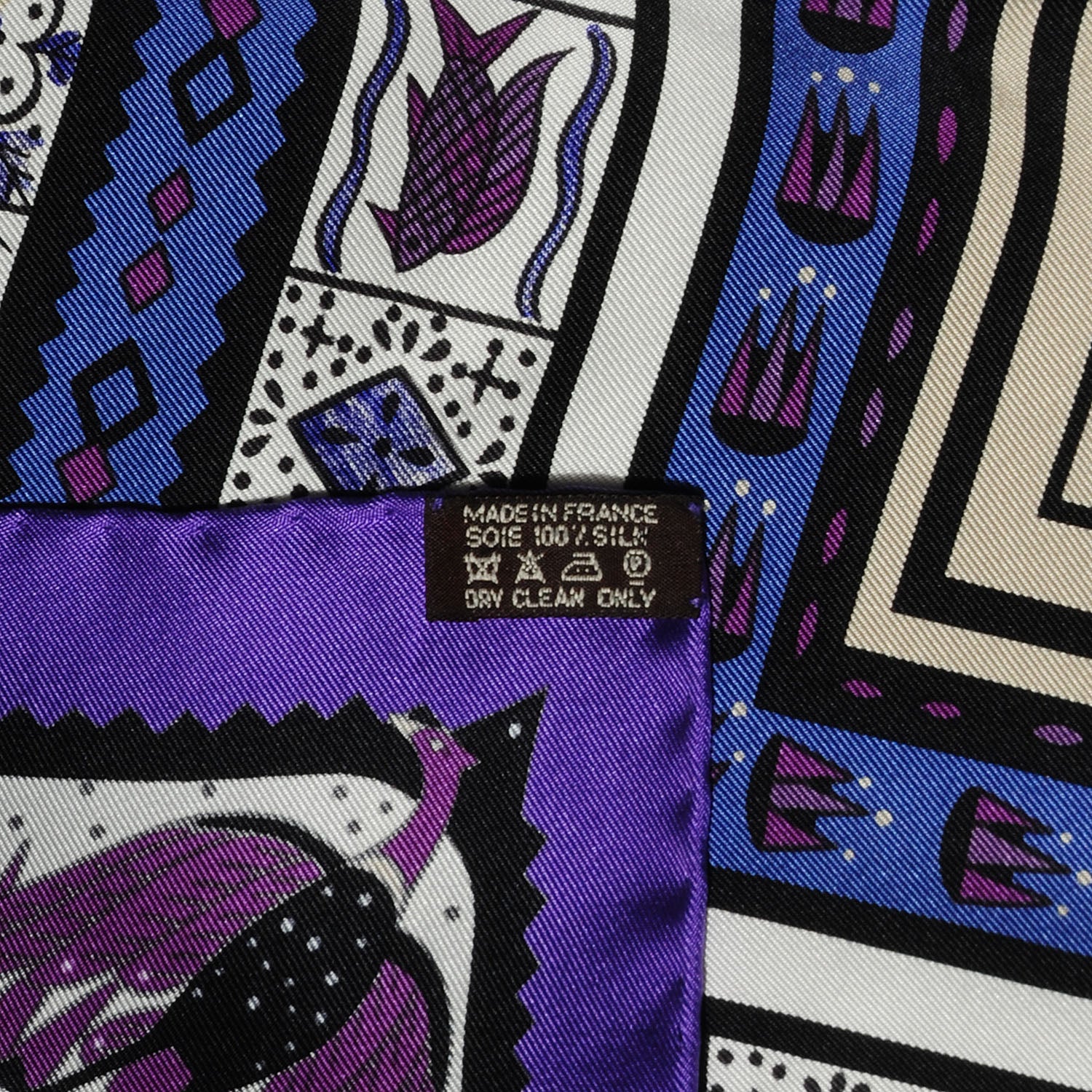 Hermes Silk Ors Blues d'Afrique Scarf 90 Violet Blanc Parme 5 of 6