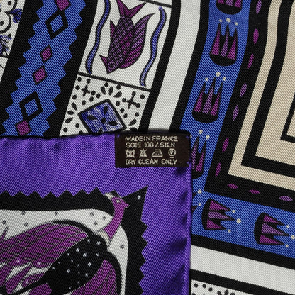 Hermes Silk Ors Blues d'Afrique Scarf 90 Violet Blanc Parme 5 of 6