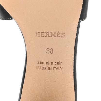 Hermes Calfskin Oasis Sandals 38 Black 6 of 9