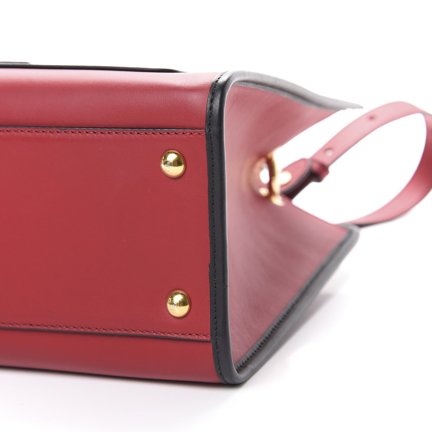 Fendi Vitello Century Opaco F is Fendi Bi-Color Small Runaway Satchel Fragola Black 9 of 10