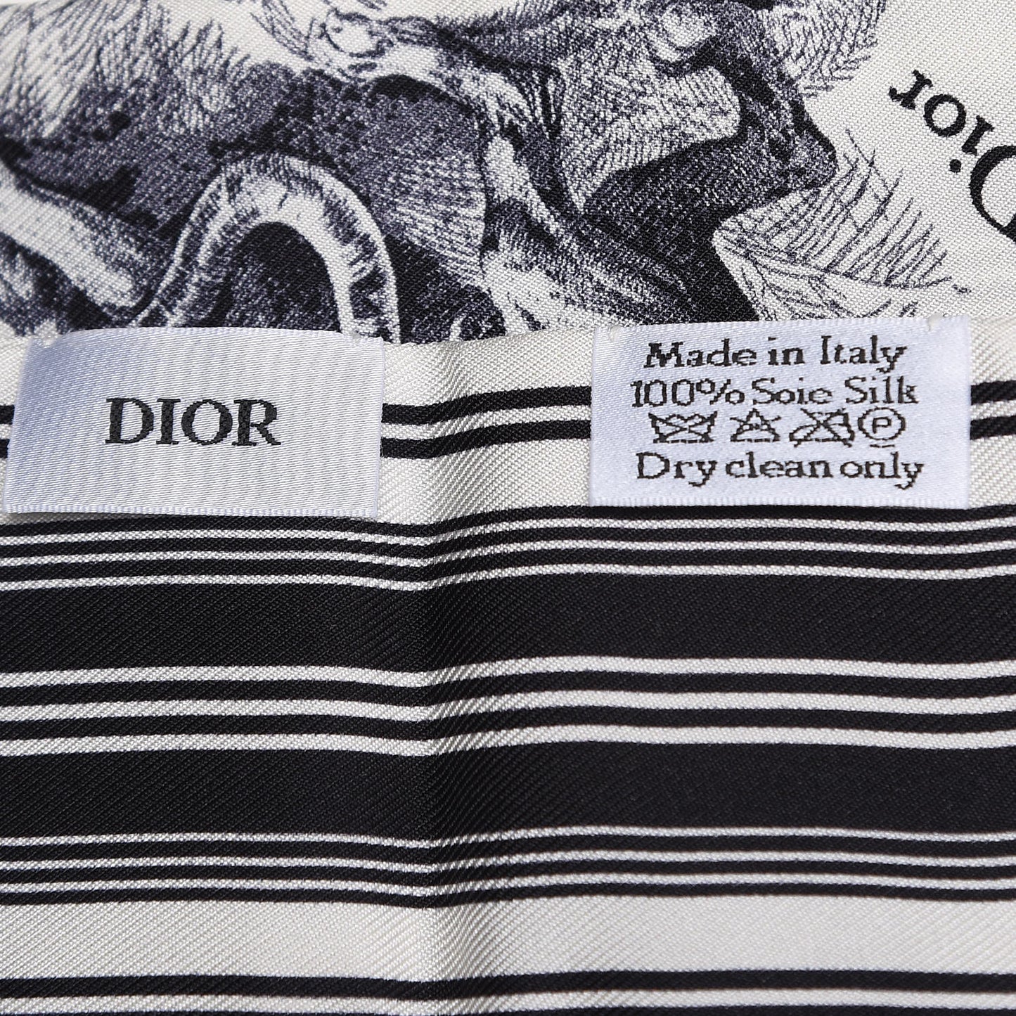 Silk Toile De Jouy Mitzah Scarf Navy Blue