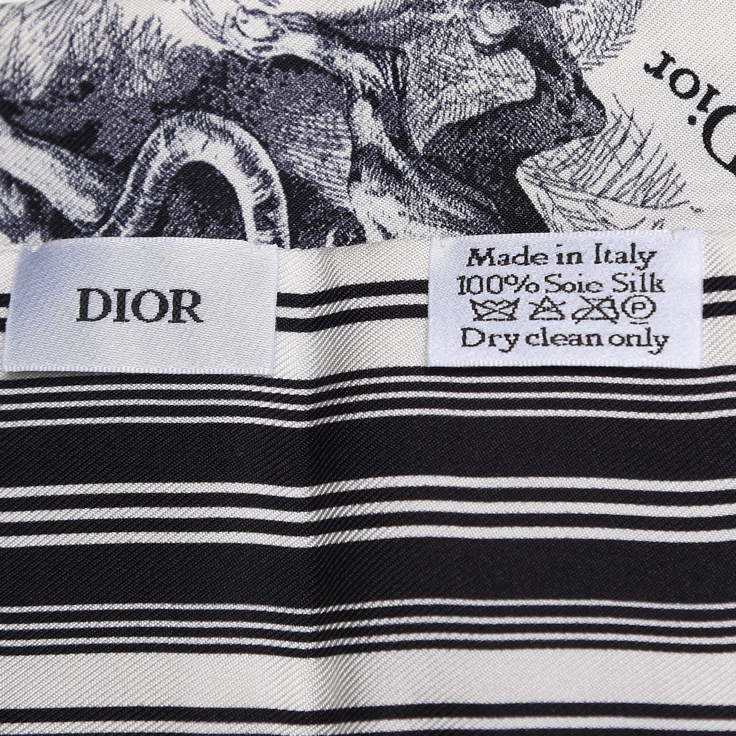 Christian Dior Silk Toile De Jouy Mitzah Scarf Navy Blue 3 of 4