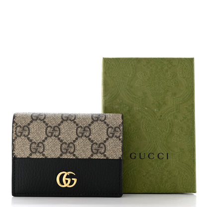 Gucci Dollar Calfskin GG Supreme Monogram GG Marmont Card Case Black Beige Ebony 8 of 8