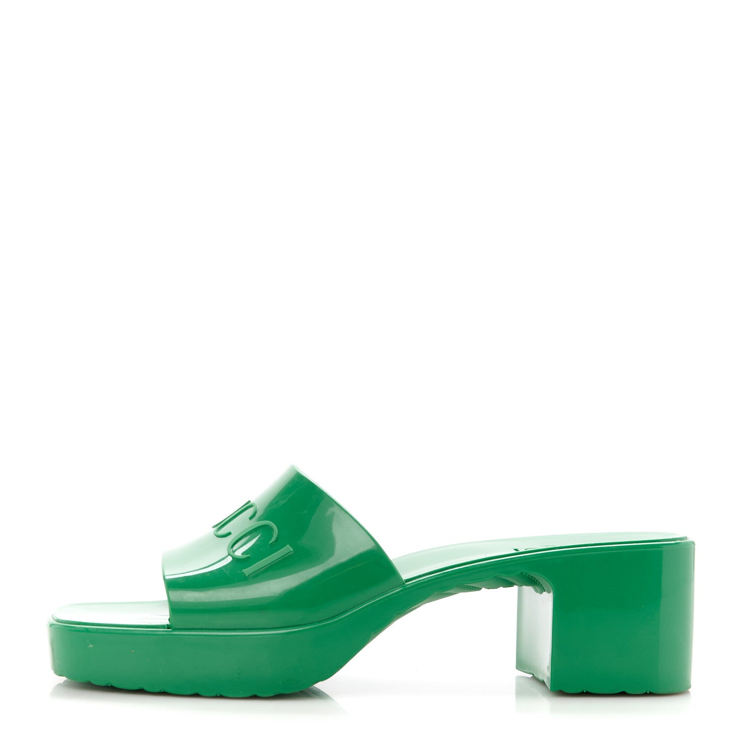 Gucci Rubber Gucci Logo Womens Platform 20/60mm Slide Sandals 37 New Shamarock 1 of 8