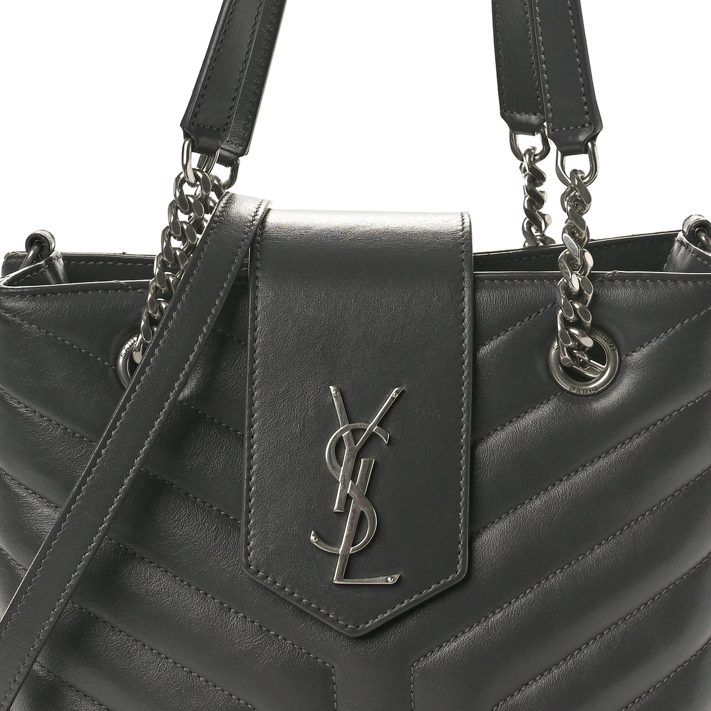Calfskin Y Quilted Monogram Small Loulou Shopper Grey