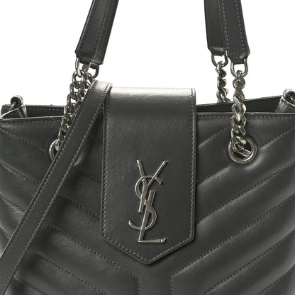 Saint Laurent Calfskin Y Quilted Monogram Small Loulou Shopper Grey 8 of 12