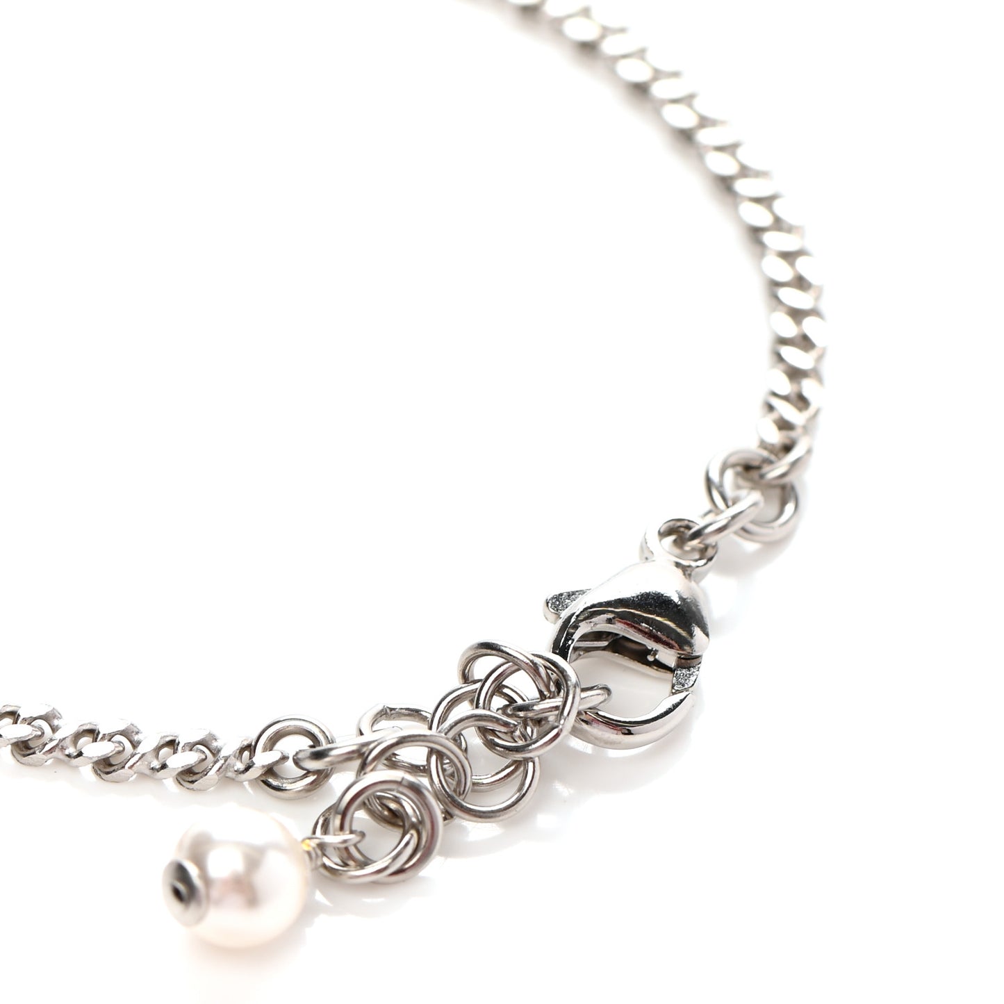 Crystal Pearl CC Bracelet Silver