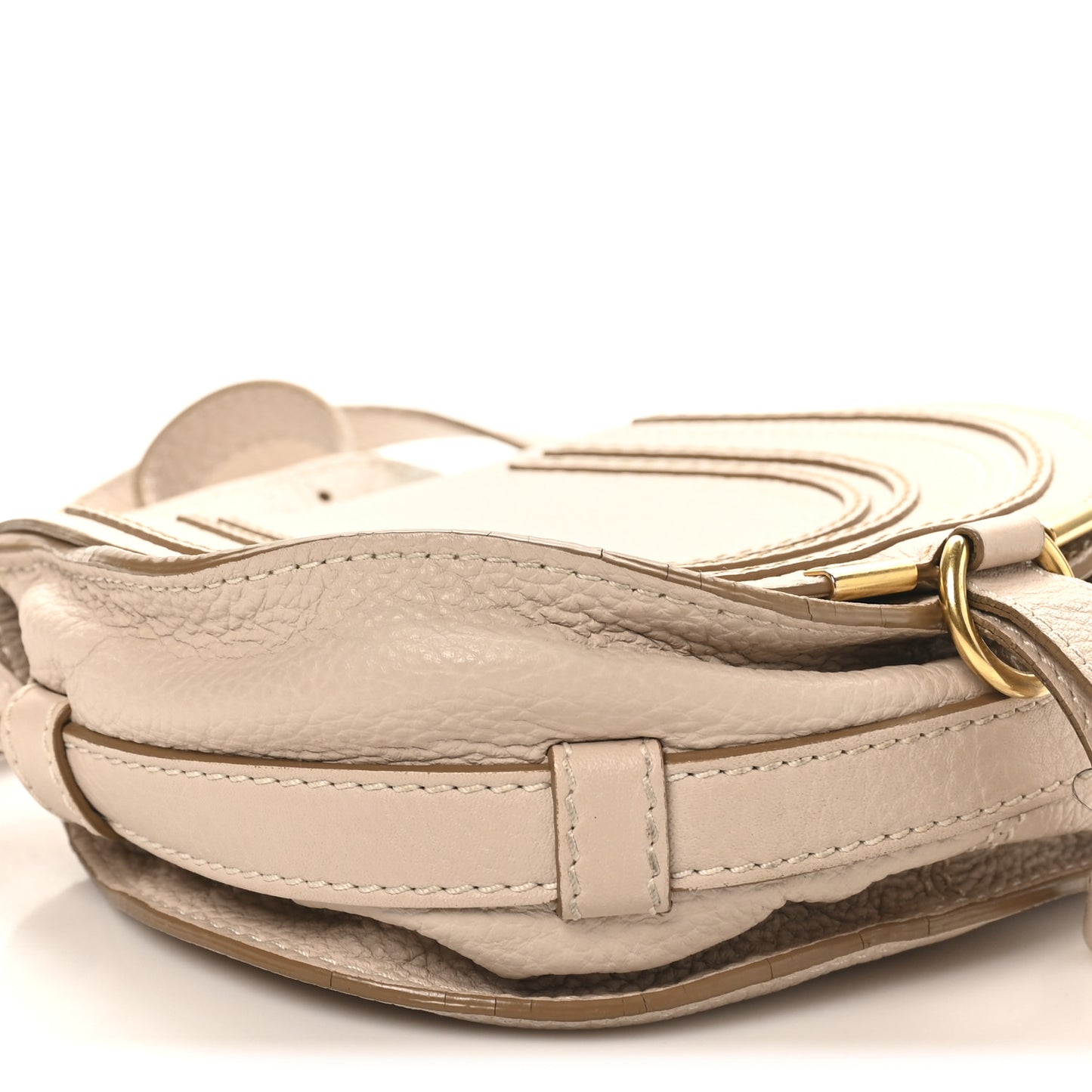 Grained Calfskin Mini Marcie Saddle Bag Blush Nude