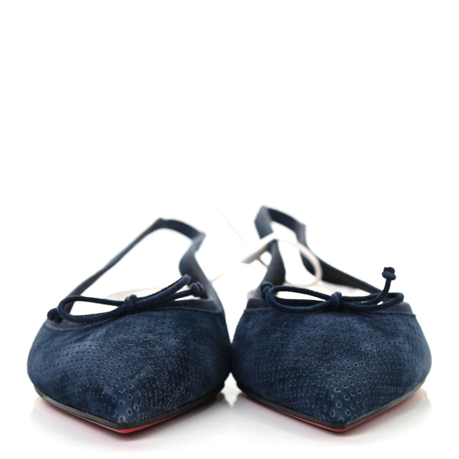 Christian Louboutin Velours Spiked Hall Slingback Flats 39 Navy 2 of 7