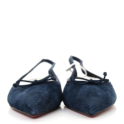 Christian Louboutin Velours Spiked Hall Slingback Flats 39 Navy 2 of 7