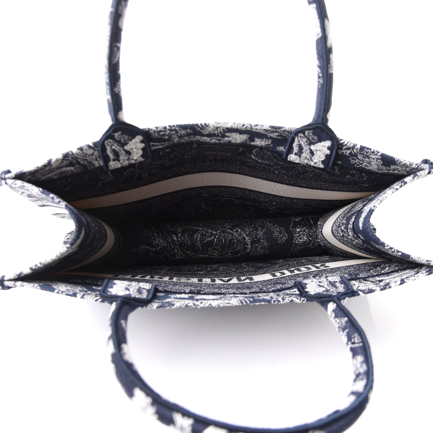 Christian Dior Canvas Embroidered Medium Toile De Jouy Reverse Book Tote Blue 4 of 9