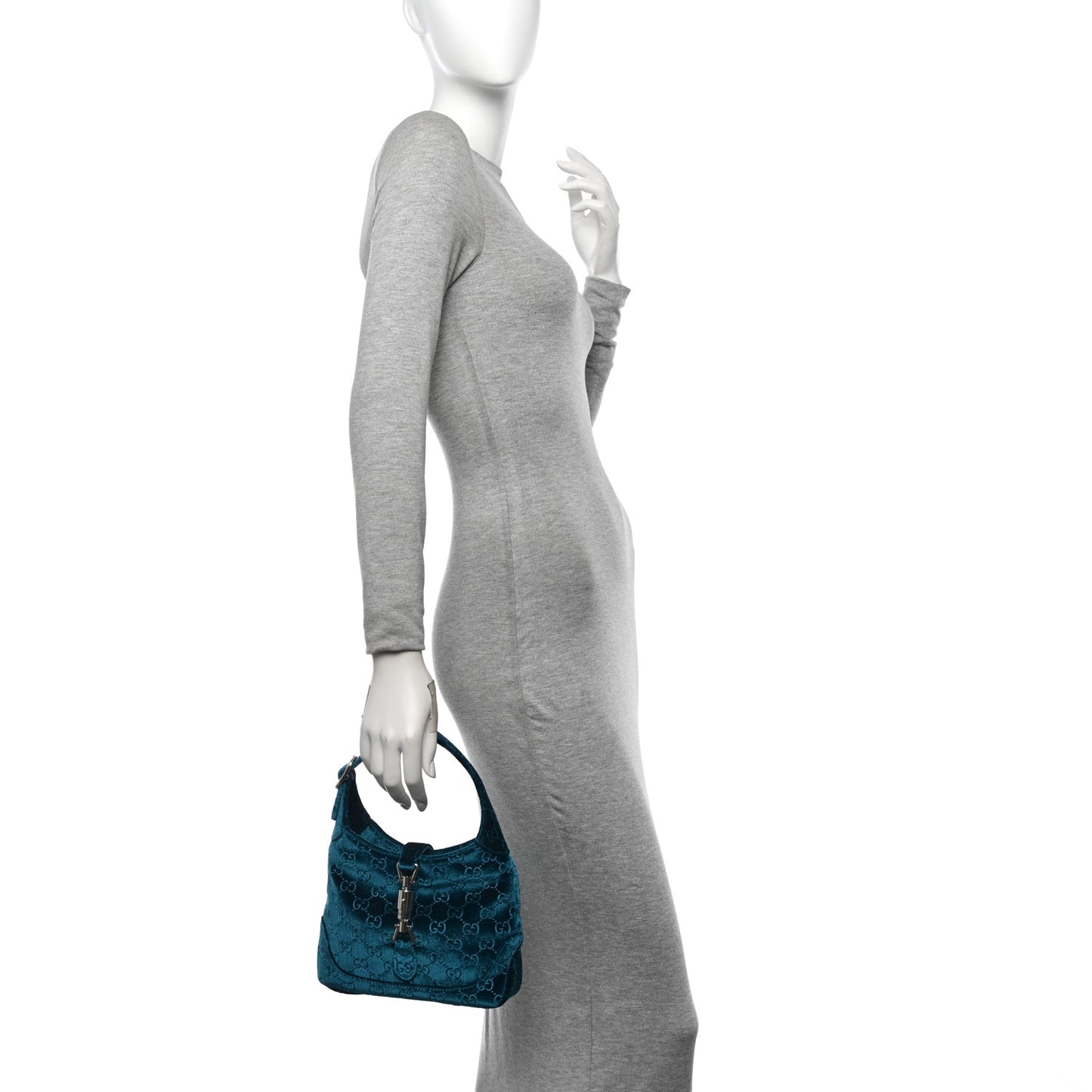 New Velvet Ashmir GG Monogram Small Jackie 1961 Hobo Velvet Peacock