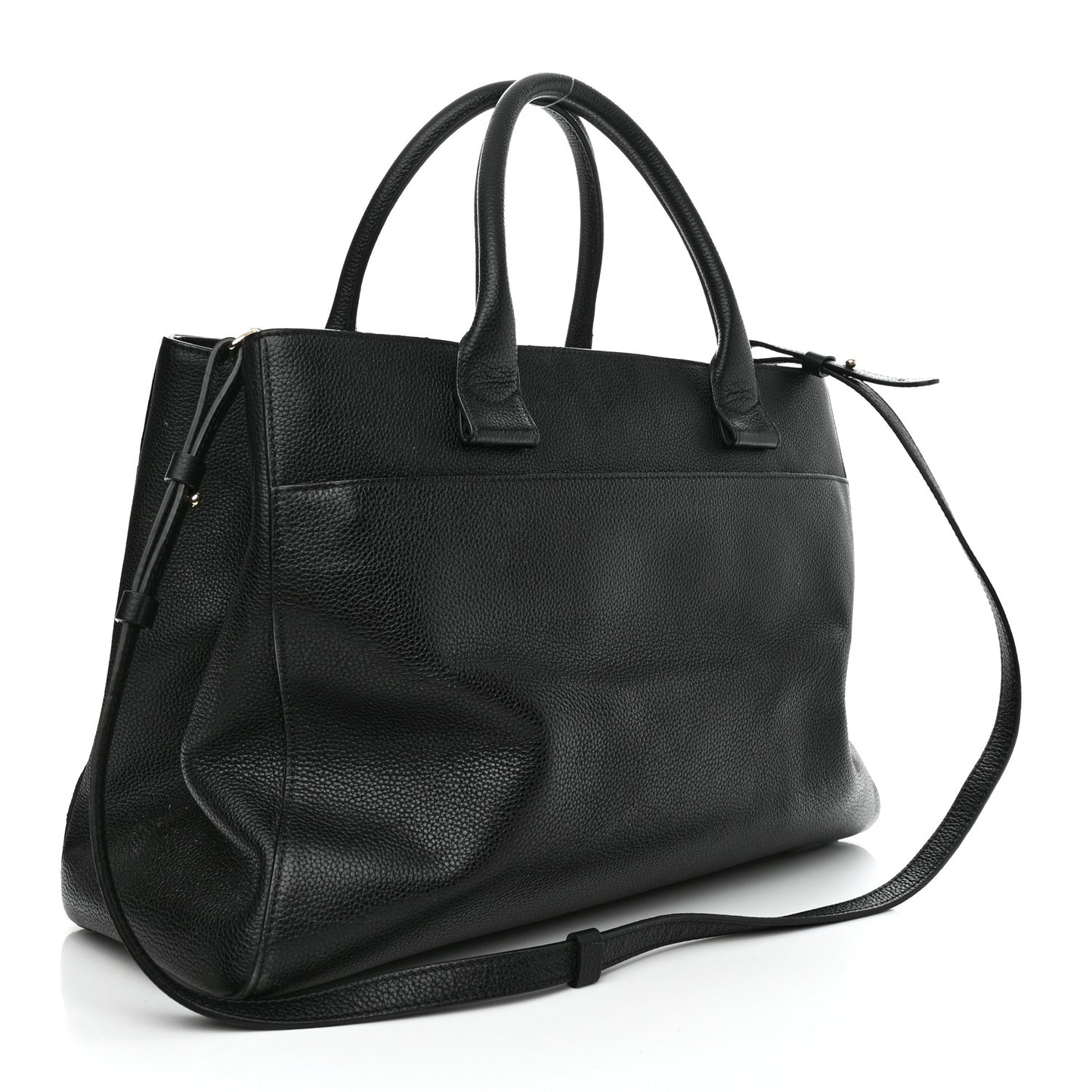 Grained Calfskin Medium Neo Executive Shopper Tote Black
