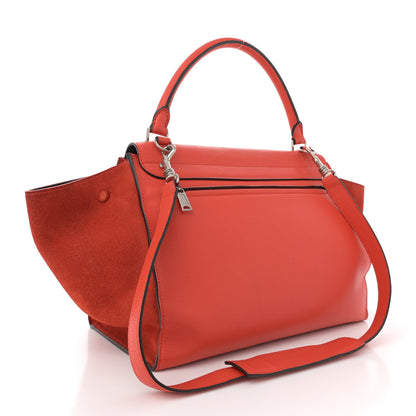 Celine Drummed Calfskin Suede Medium Trapeze Vermillion 3 of 14