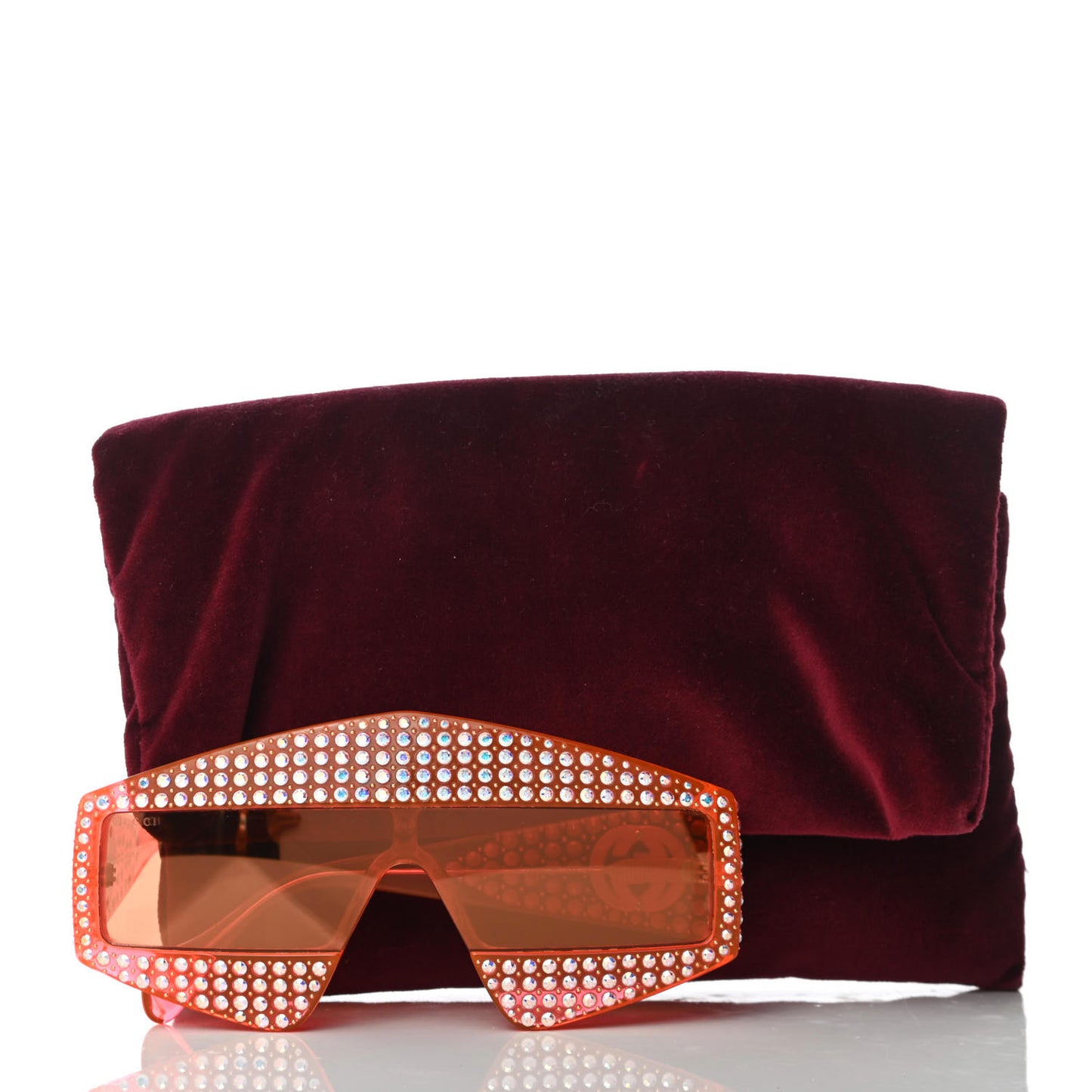 Crystal Rectangular Frame Sunglasses GG0357S Orange