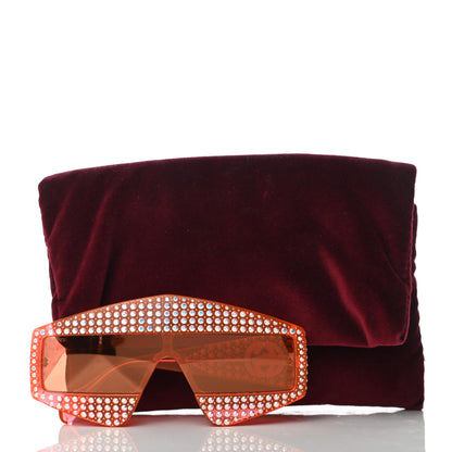Gucci Crystal Rectangular Frame Sunglasses GG0357S Orange 8 of 8