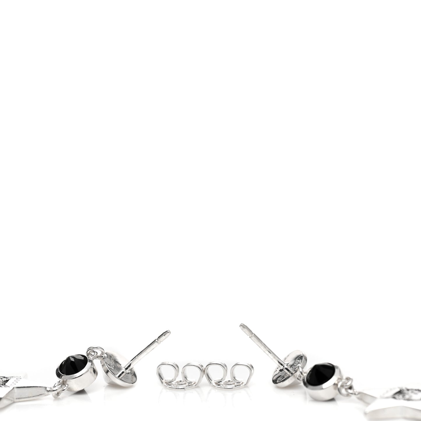 Sterling Silver Black Spinel Blind for Love Star Drop Earrings