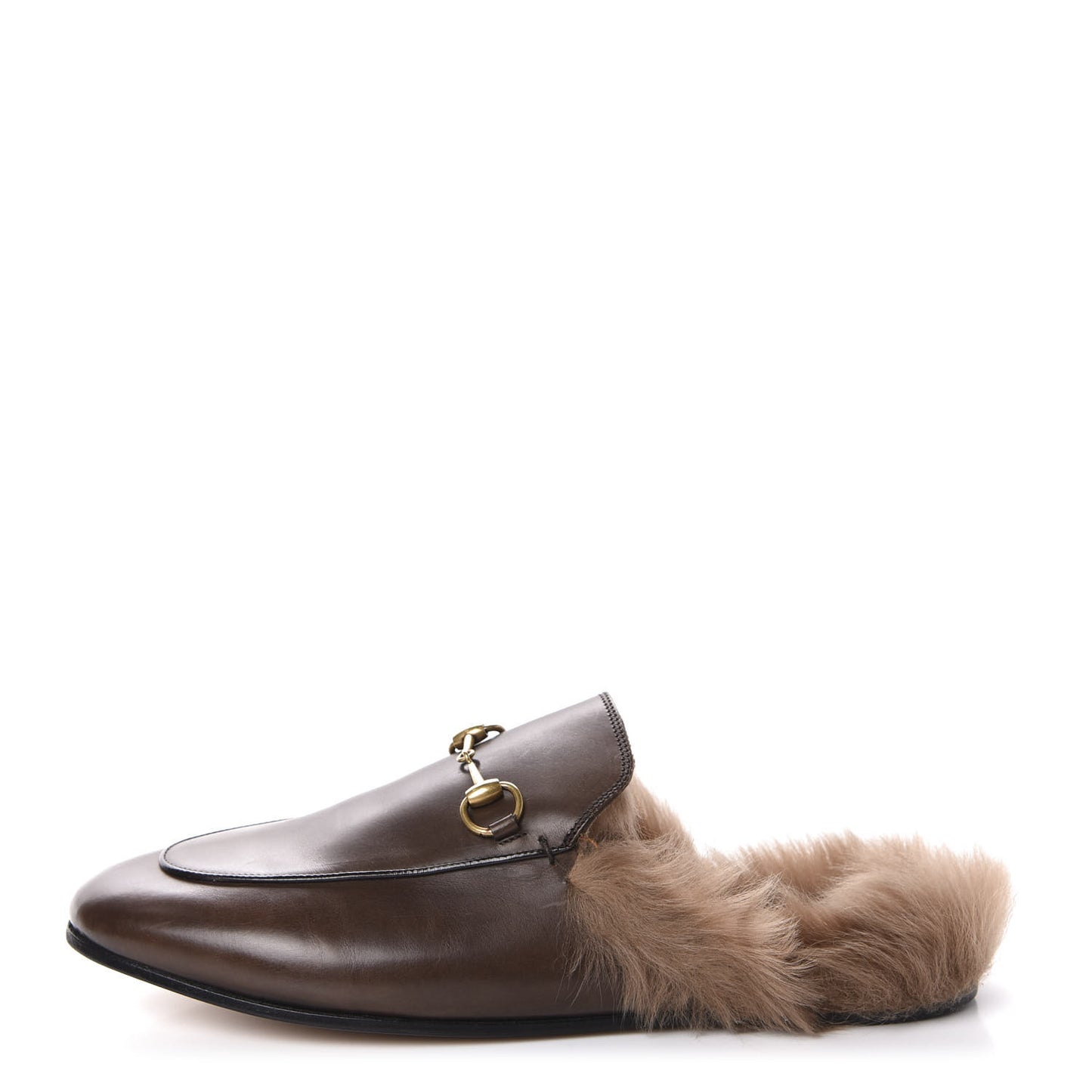 Calfskin Fur Womens Princetown Slippers 40 Brown