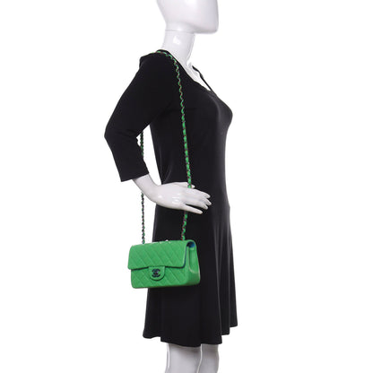 Chanel Lambskin Quilted Mini Rectangular Flap Green Blue 2 of 10
