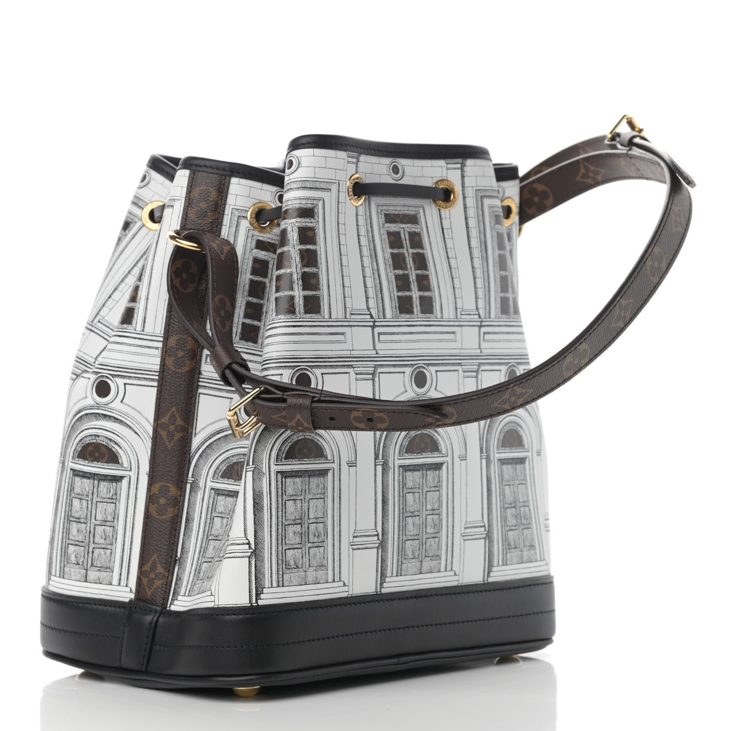 Louis Vuitton X FORNASETTI Calfskin Architettura Noe MM Black White 3 of 12