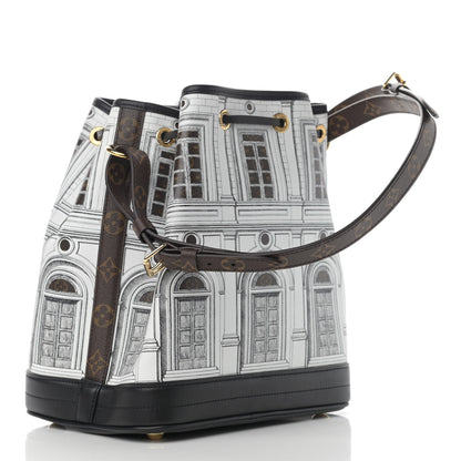 Louis Vuitton X FORNASETTI Calfskin Architettura Noe MM Black White 3 of 12