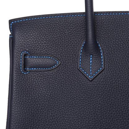 Hermes Togo Horseshoe Birkin 30 Bleu Nuit Bleu Hydra 17 of 30