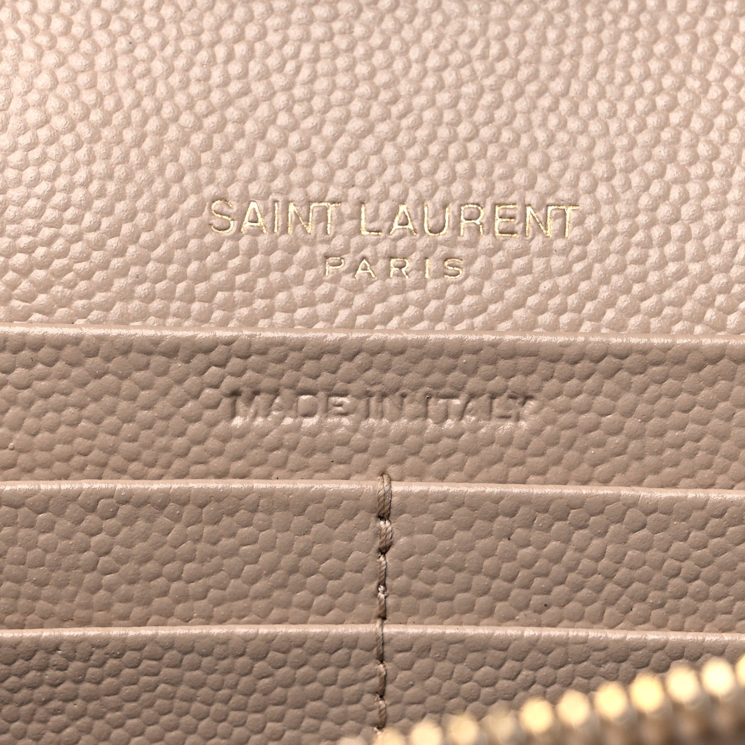 Saint Laurent Grain De Poudre Mixed Matelasse Triquilt Monogram Chain Wallet Dark Beige 6 of 16