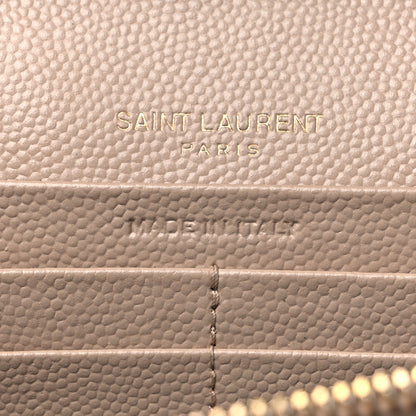 Saint Laurent Grain De Poudre Mixed Matelasse Triquilt Monogram Chain Wallet Dark Beige 6 of 16
