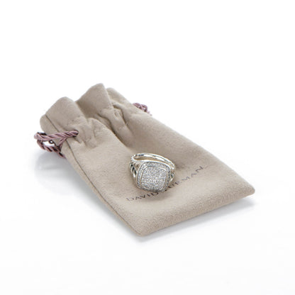 David Yurman Sterling Silver Diamond 11mm Albion Pave Ring 53 6.5 5 of 5