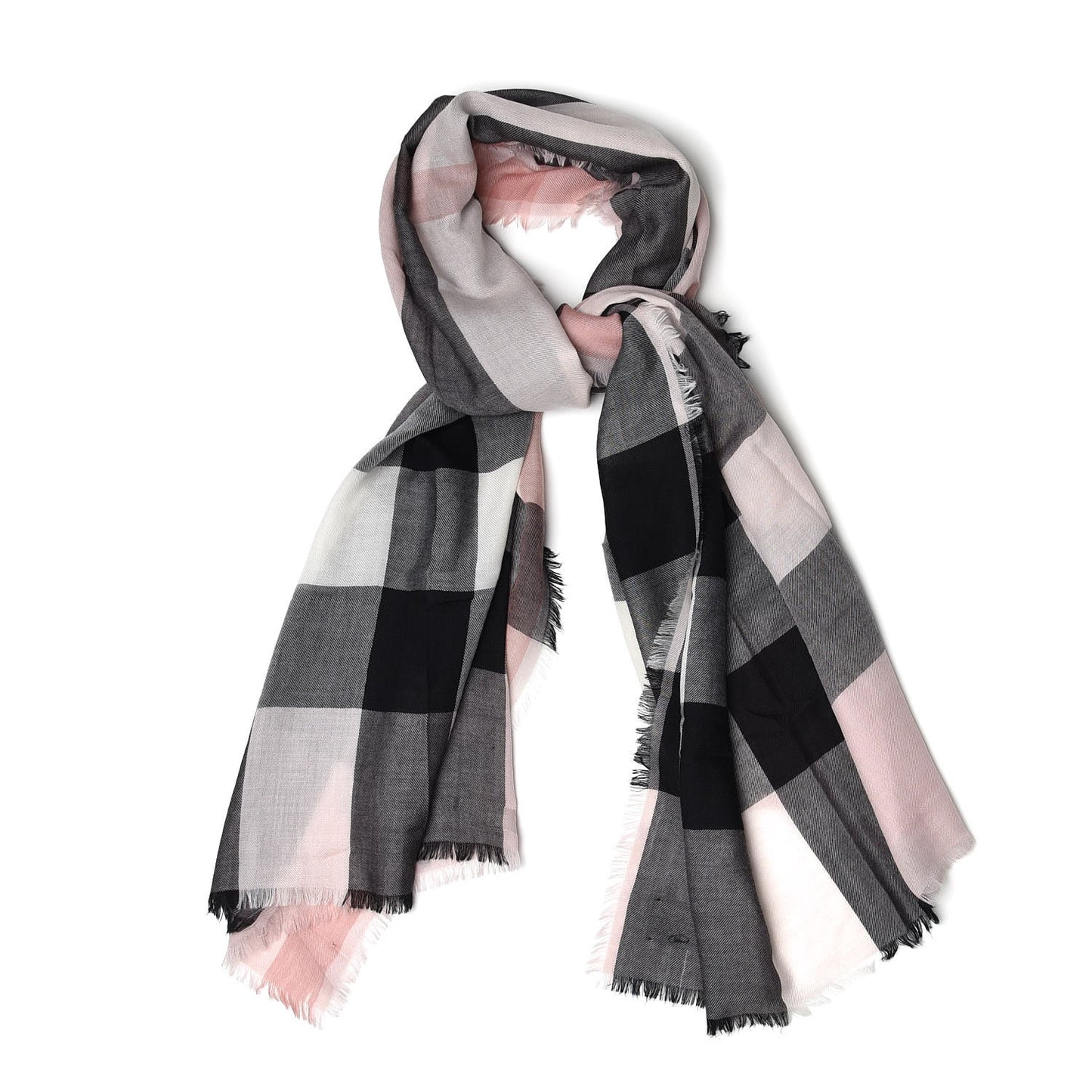 Cashmere Mega Check Scarf Ash Rose