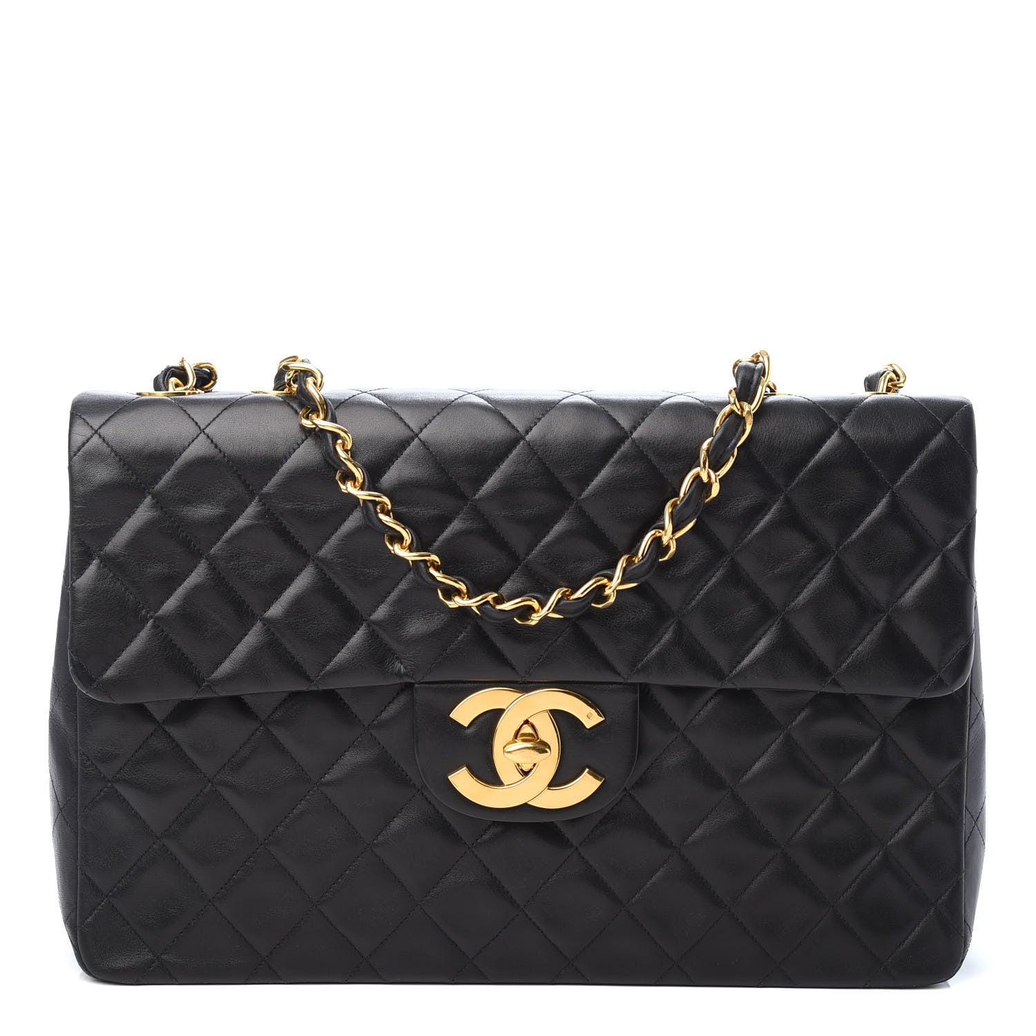 Chanel Lambskin Quilted XL Jumbo Single Flap Black 1 of 10